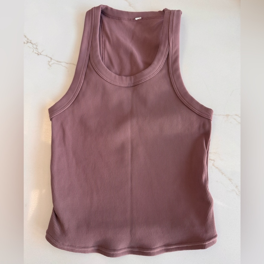 Alo Yoga Goddess Ribbed Go To Tank - Smoky Quartz - Picture 3 of 4